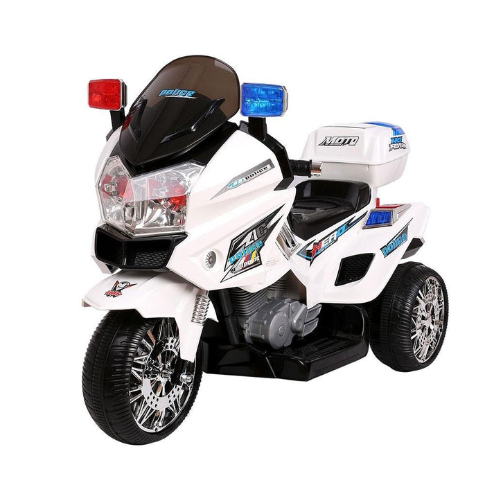 Kids Ride On 12v Motorbike Rigo Police Car | White - LittleHoon's