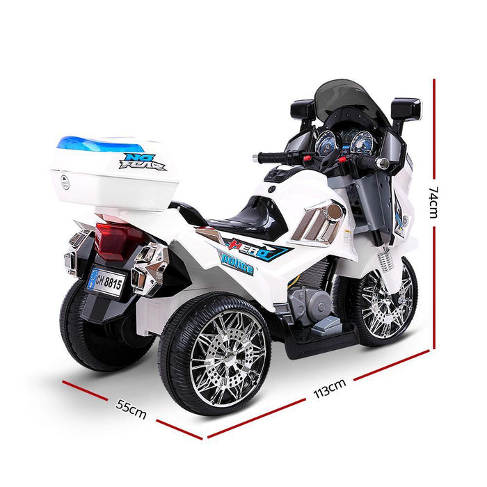 Kids Ride On 12v Motorbike Rigo Police Car | White - LittleHoon's