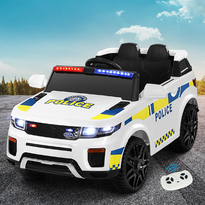 Rigo Kids Ride On Car Electric Patrol Police Toy Cars Remote Control 12V White