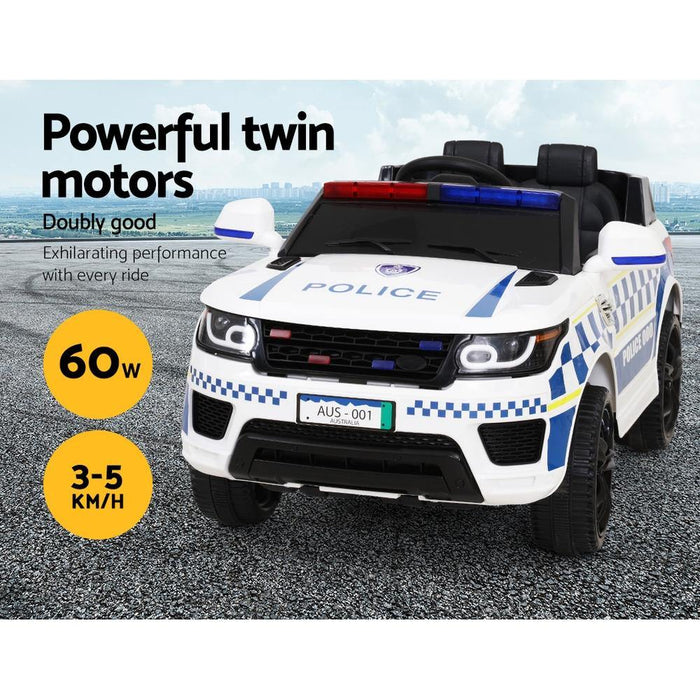 Rigo Kids Ride On Car Inspired Patrol Police Electric Powered Toy Cars White - LittleHoon's