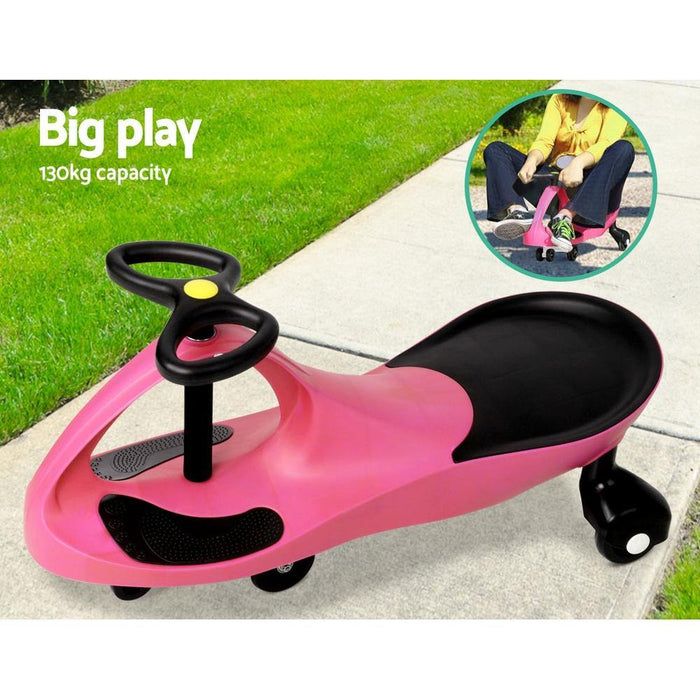 Rigo Kids Ride On Swing Car  - Pink - LittleHoon's